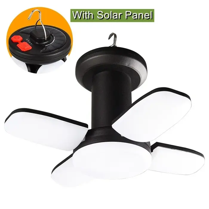 Éclairage extérieur LED feuille lampe de Camping accroché d'urgence solaire USB Rechargeable tente