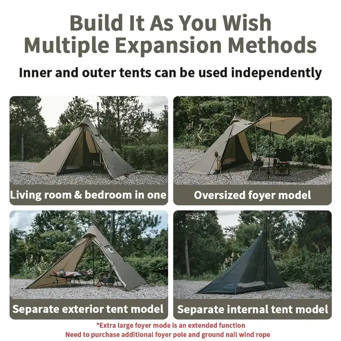 Natureifa-Tente Pyramidale Portable et Étanche pour Camping en Plein Air et Pique-Nique, Tipi de Ran