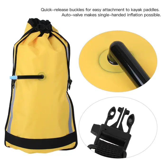 Pagaie flottante gonflable en nylon pour canoë kayak, sac de sauvetage