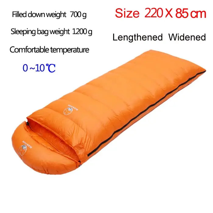 Sacs de couchage thermiques en duvet d'oie blanche, taille 220x85cm, allonge et élargi, adaptés aux personnes hautes, bonne qualité, Camping