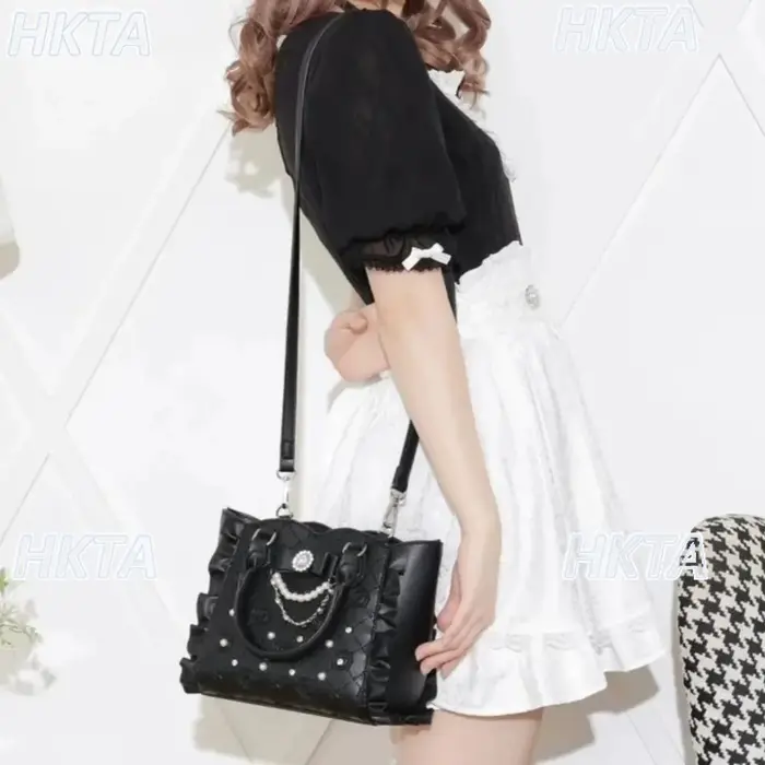 Doux filles japonais sac fourre-tout été nouveau mignon sac à main perle strass épaule sac