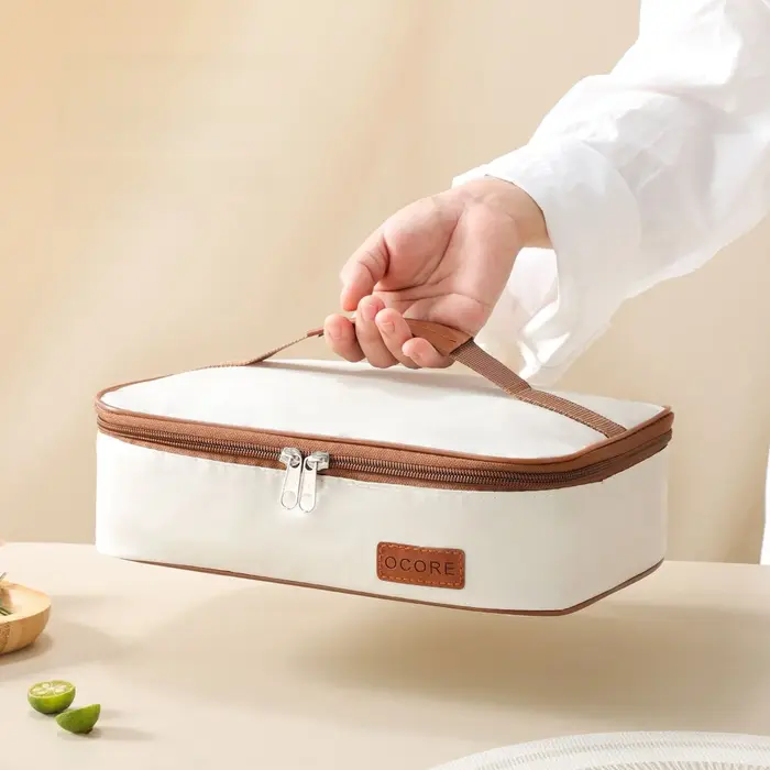 Sac isotherme portable avec poignée, mini pochette de rangement pour le camping, le pique-nique, l'extérieur, style moderne et simple, durable, antibactérien