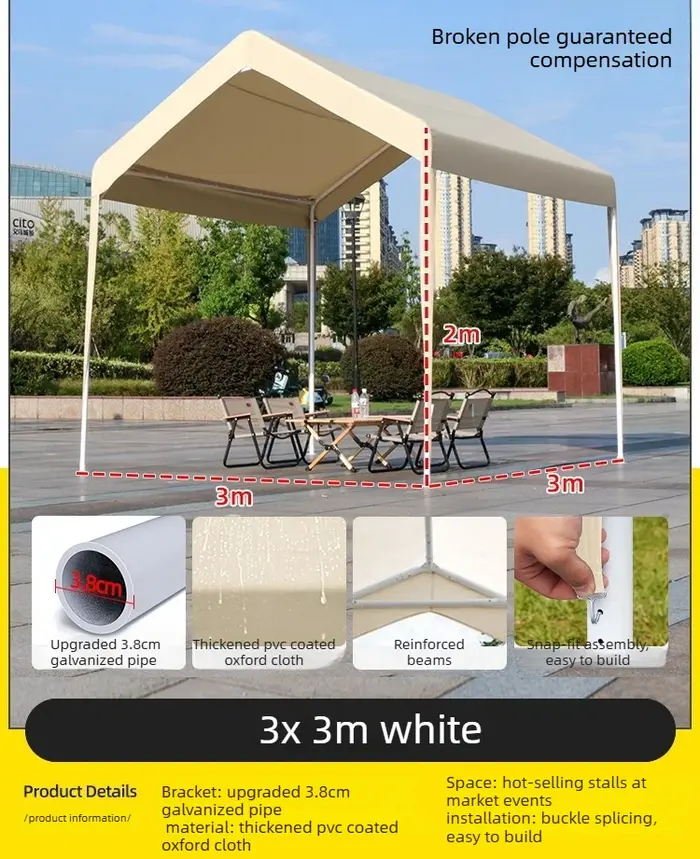 Tonnelle portable robuste 3x3 mètres pour l'extérieur, idéale pour les salons professionnels, les ra