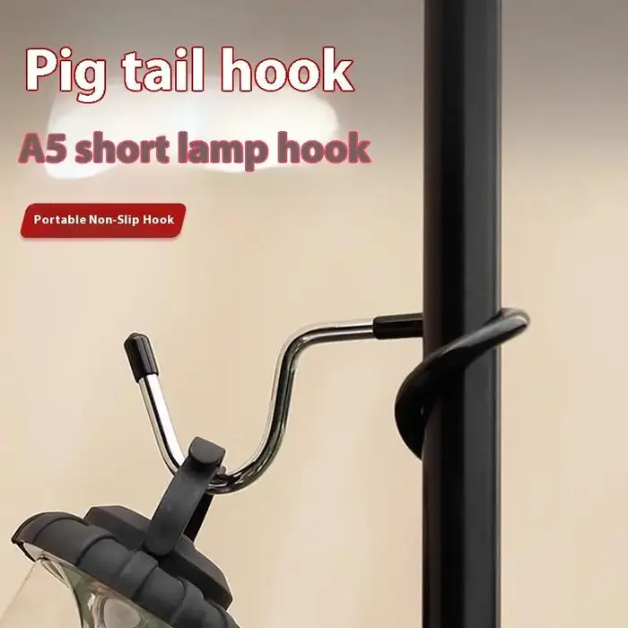Support de lampe à crochet en acier portable pour la chasse et la pêche ; Outil de suspension de lumière de tente extérieure