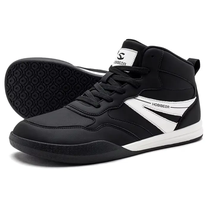 HOBIBEAR Bottes de marche à bout large unisexe en cuir synthétique, chaussures de sport mi-montantes