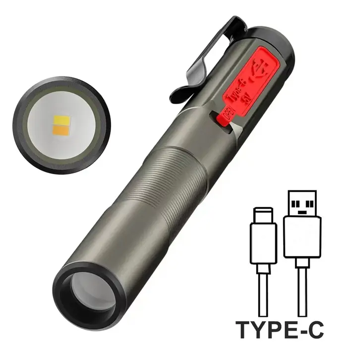 Mini lampe stylo 2-en-1, lampe LED blanche chaude, lampe stylo portable de premiers secours, recharg