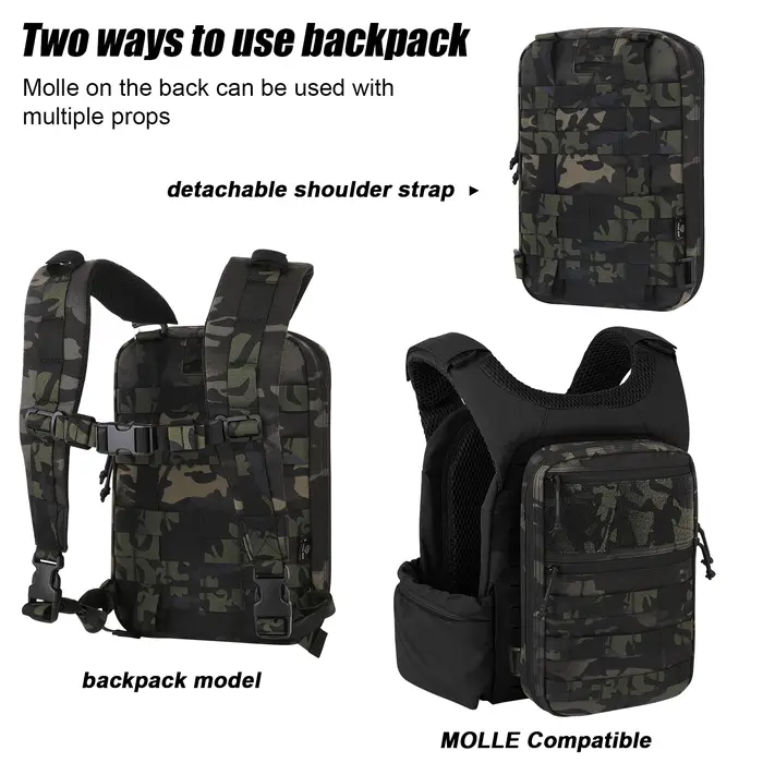 Sac à dos d'hydratation tactique KRYDEX 1,5 L, poche à eau de 50 oz, sac de transport, accessoires de randonnée et de voyage en plein air