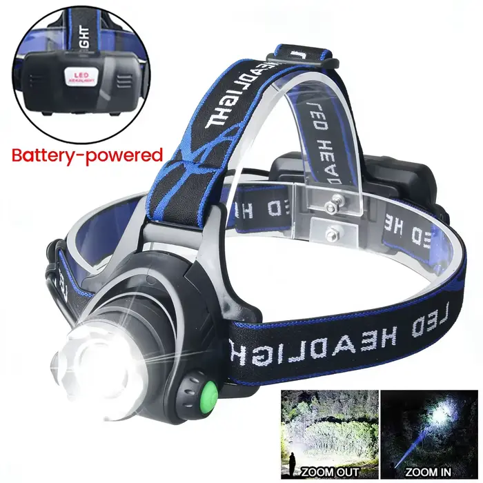 Lampe frontale LED puissante rechargeable, zoom télescopique, étanche, pour extérieur, travail, haut