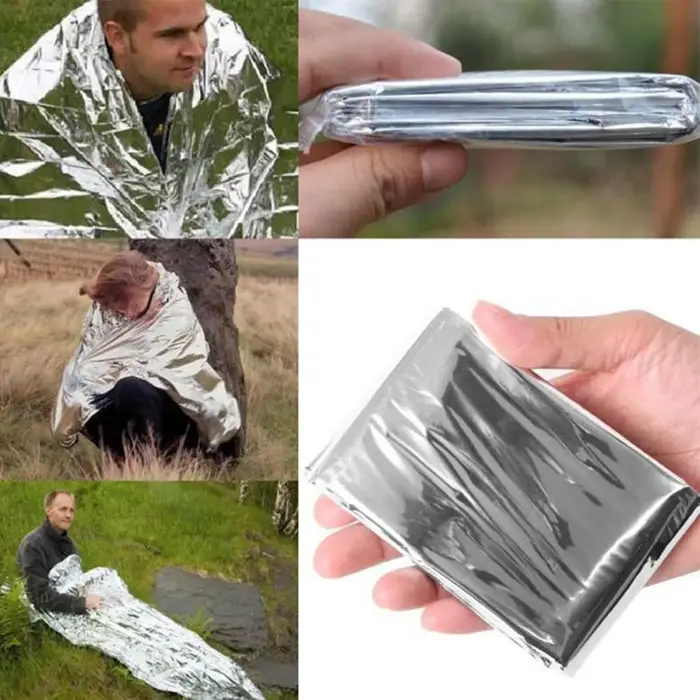 Couverture de survie d'urgence en argent doré