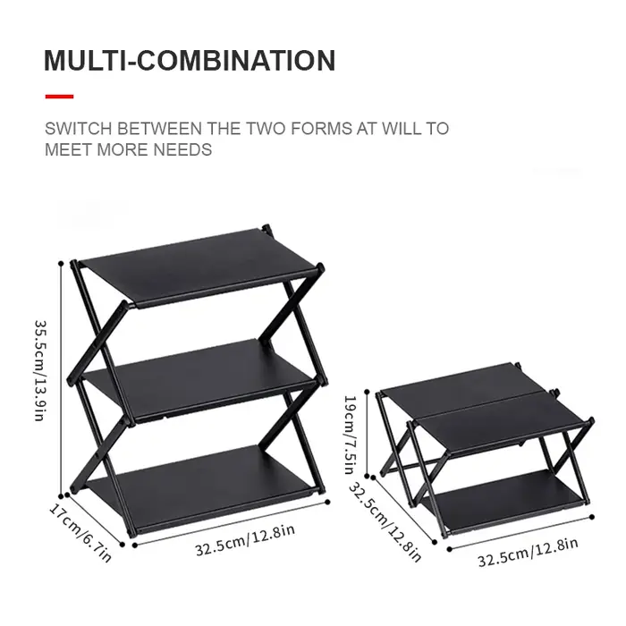 WESTTUNE Camping support à trois niveaux extérieur pliant étagère de rangement Portable organiseur d