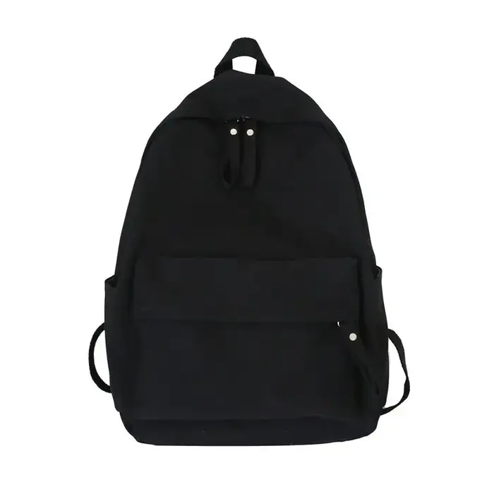 Sac à dos noir solide, sac d'école Oxford étanche