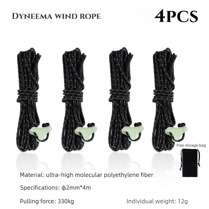 Cordes de vent réfléchissantes en Dyneema pour extérieur, 4 pièces/ensemble, résistantes à l'usure,