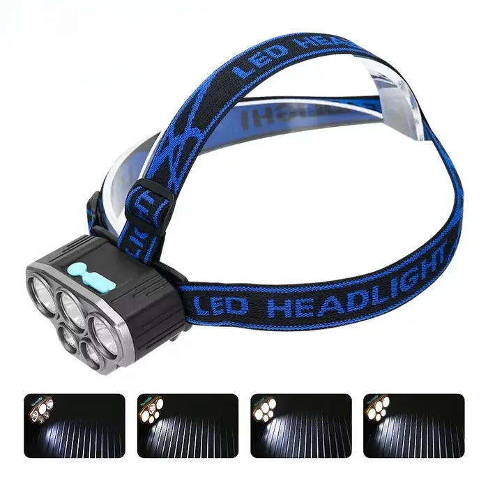 Lampe frontale puissante et lumineuse à 5/11 LED avec batterie intégrée, lampe frontale rechargeable