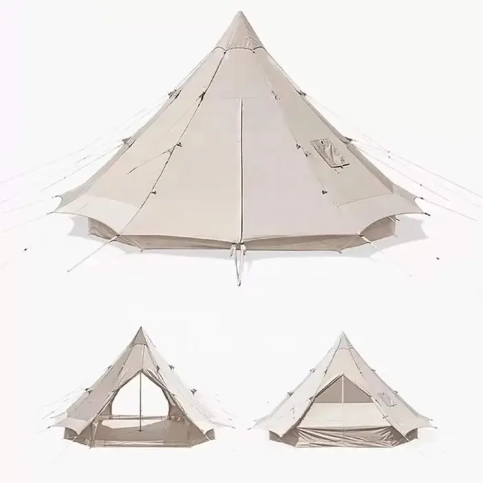 Tente de camping familiale personnalisée hautement rentable, imperméable, pour 4 à 10 personnes, en toile, type yurt ou tente cloche