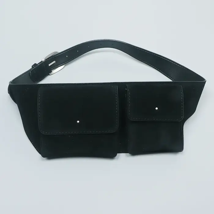 Sac de taille marron minimaliste pour femmes, sac de sport rétro en daim avec ceinture, accessoires 