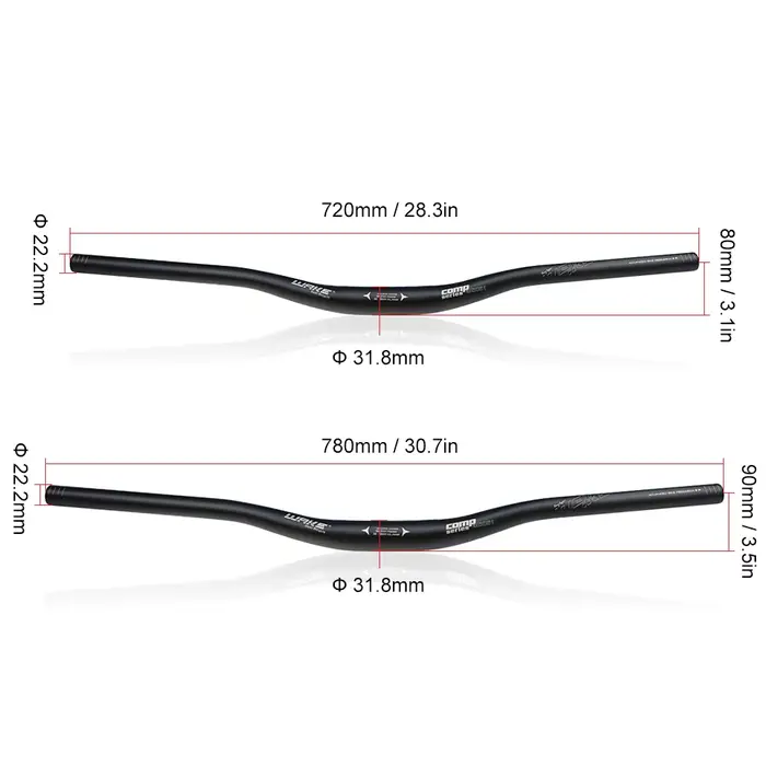 WAKE 31.8mm guidon de vélo 720mm 780mm vtt guidon en alliage d'aluminium hirondelle poignée barre ul