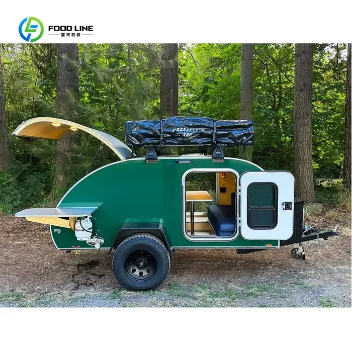 Remorque teardrop tout-terrain personnalisable, remorque de voyage en aluminium avec frein électriqu