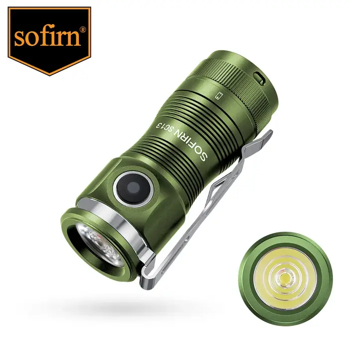 Sofirn SC13 519A 5000K Mini lumière LED puissante LED 1100lm 18350 lampe de poche Rechargeable avec magnétique