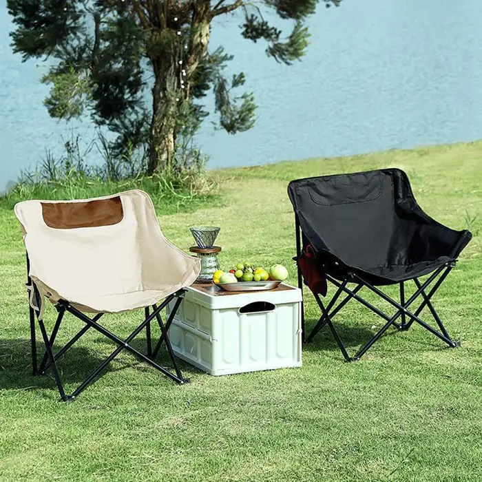 Chaise de camping portable pour adultes avec poche latérale et sac de rangement, adaptée pour l'extérieur, la plage, le pique-nique, la pêche, la randonnée