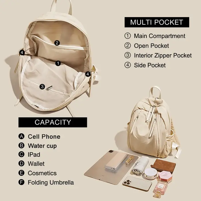 Sac à dos en tissu de coton imperméable pour femme