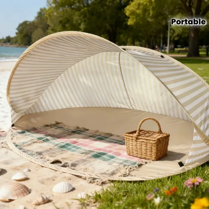 Tente de plage pour 2 personnes, installation rapide en 2 secondes, abri solaire pop-up sans assemblage, auvent portable pour plage, pique-nique, parc, camping