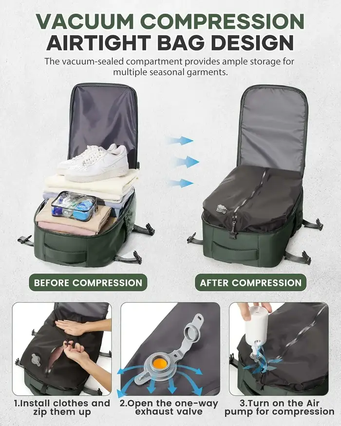 Sac à dos de voyage à compression sous vide pour hommes et femmes