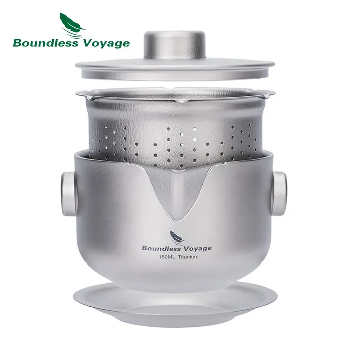 Boundless Voyage-Tasse à café à double paroi, théière en titane avec couvercle et filtre, théière ul