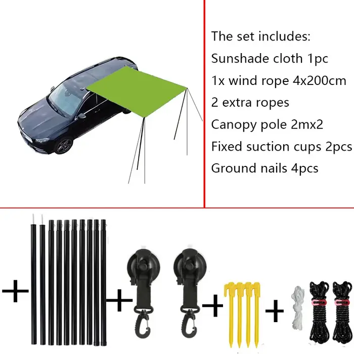 Parasol de camping, tente de toit latérale pour voiture, idéale pour le camping, la randonnée et l'u