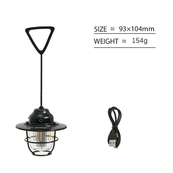 PACOONE – lanterne de Camping Portable rétro, étanche IPX4, lumière d'urgence, réglable en continu,