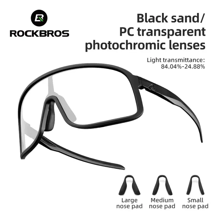 ROCKBROS lunettes photochromiques HD lentille à grande monture lunettes de soleil d'équitation en pl
