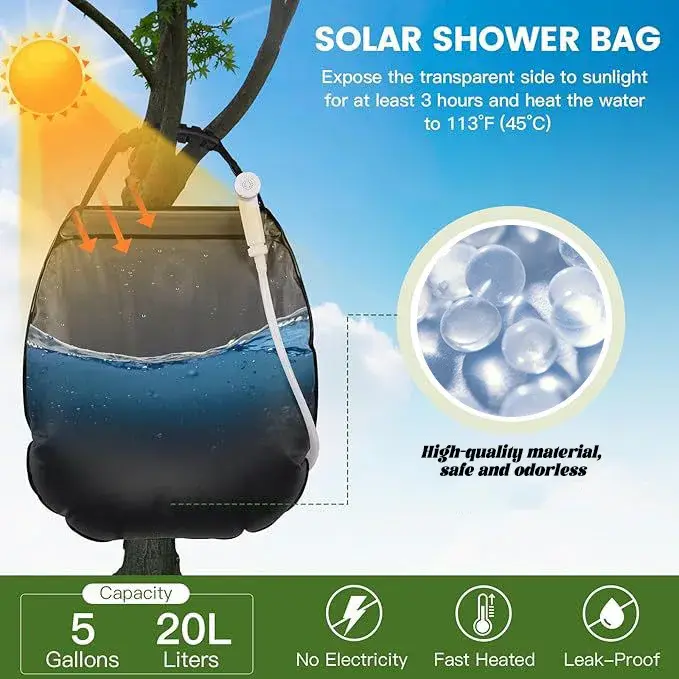 Sac de douche solaire 20L/5.3 Gallons