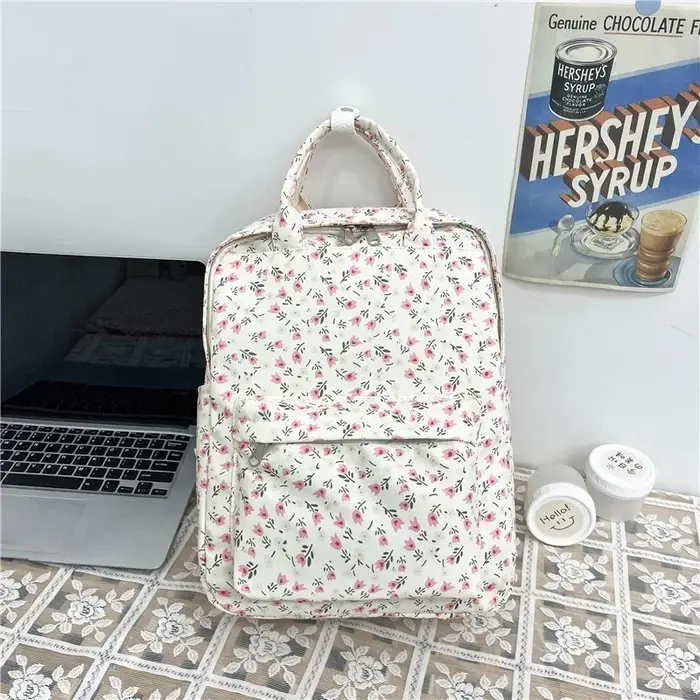 Petit sac à dos floral d'art littéraire personnalisé – Style académie japonaise, polyvalent pour les