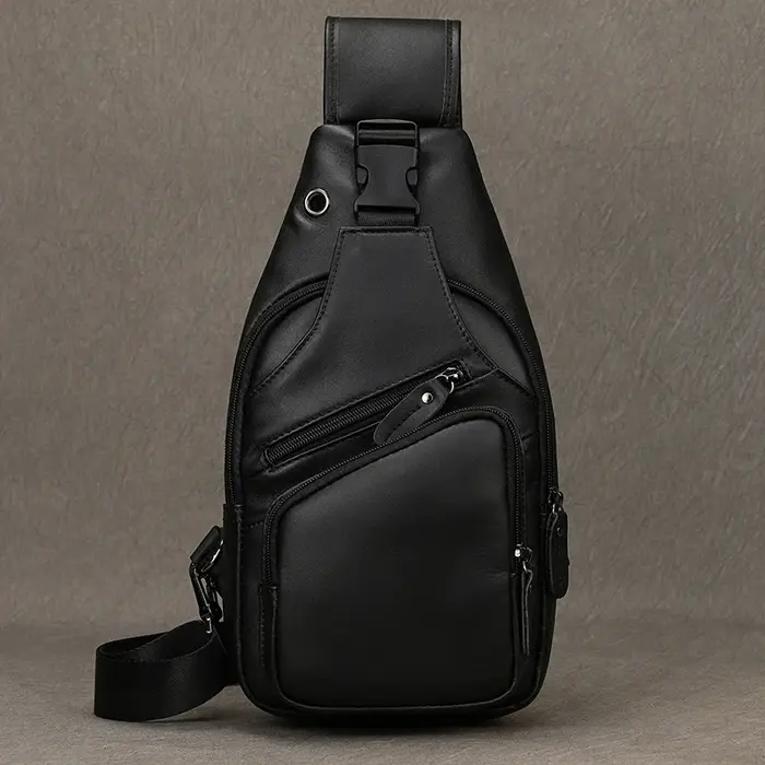 Luufan-Sac de poitrine en cuir véritable pour homme, sac messager initié, sacs à bandoulière pour ho