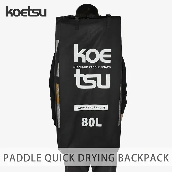KOETSU SUP Sac à dos à séchage rapide Tissu Oxford renforcé noir pour planches à pagaie jusqu'à 3