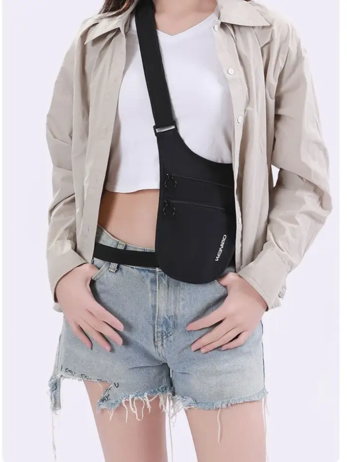 Sac bandoulière unisexe antivol avec ceinture porte-argent pour voyage