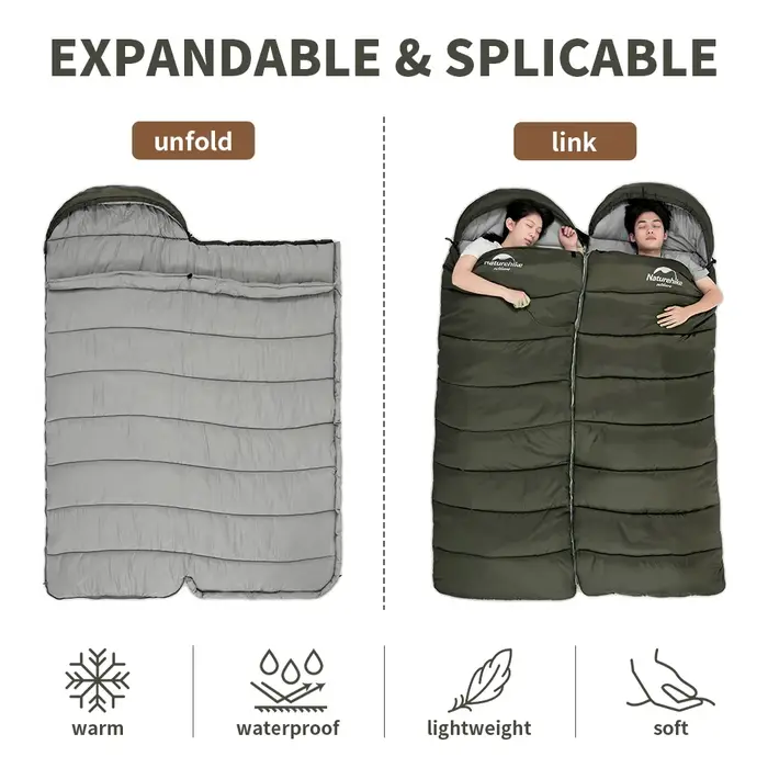 Natureifa-Sac de couchage ultraléger, enveloppe portable compacte, couette en coton, voyage en plein
