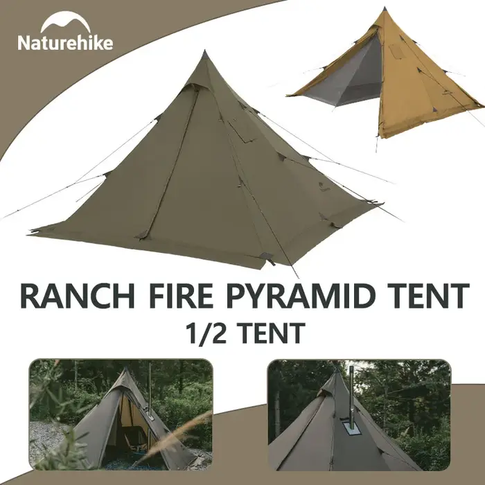 Tente pyramidale Naturehike 2025, tente de camping Ranch Fire, tente d'extérieur multi-mode, ignifug