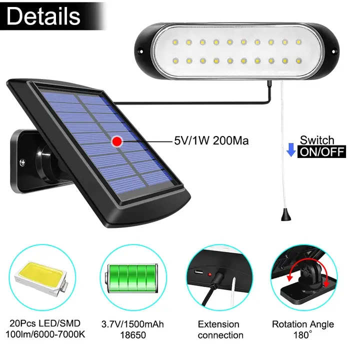 Lampe solaire à 20 led