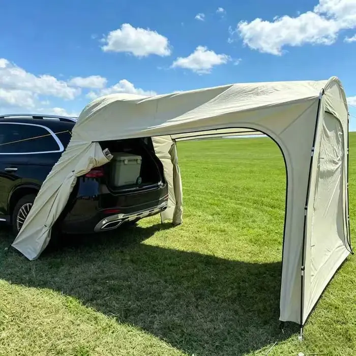 Tente de camping extérieure pour voiture, tente arrière pour véhicule SUV, tente pare-soleil et imperméable pour tourisme en autonomie, grand espace, auvent de camping, tente de hayon