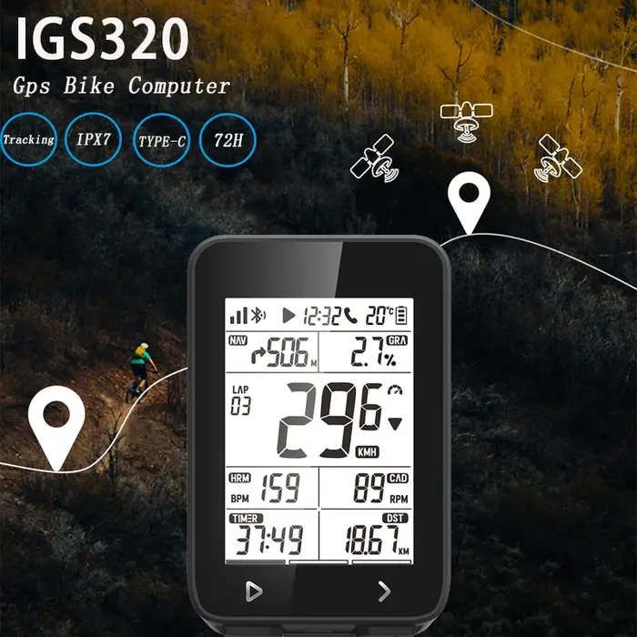 IGPSPORT – compteur de vélo sans fil IGS320, IPX7, Bluetooth 5.0 ANT + GPS, 72H d'autonomie de la ba