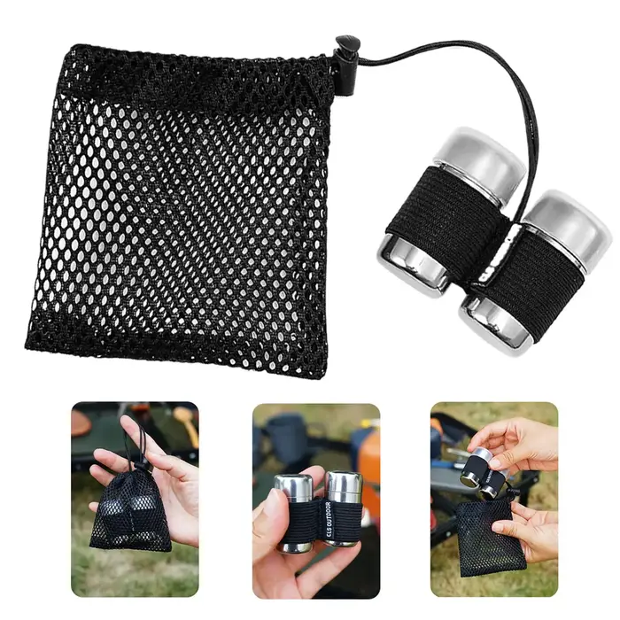 Ensemble de bouteilles d'assaisonnement pour le camping, 2 pièces/ensemble, mini bouteilles d'assaisonnement d'extérieur, contenants de sel et de poivre en acier inoxydable pour les voyages