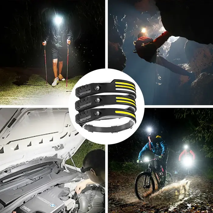 COB LED capteur lampe frontale lampe frontale à Induction batterie intégrée lampe de poche USB Recha