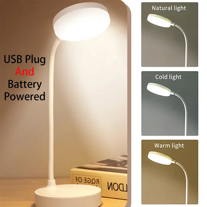 Lampe de bureau LED Portable prise USB alimentée par batterie Support de lampe de Table 3 couleurs g