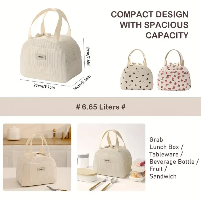 Sac à déjeuner isolé, sac à main de grande capacité
