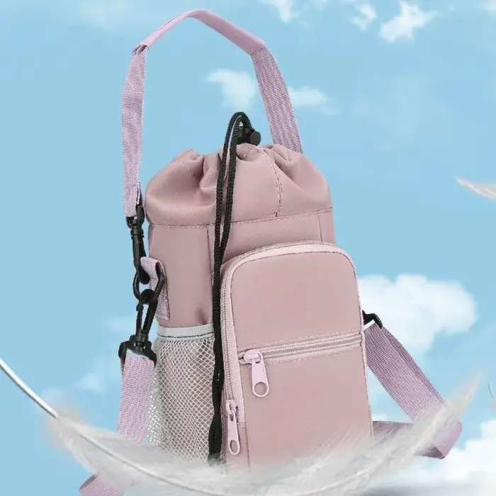 Sac de bouteille d'eau Portable universel, mains libres, avec poche pour téléphone, tasse isolée, housse de protection, sangle réglable, léger