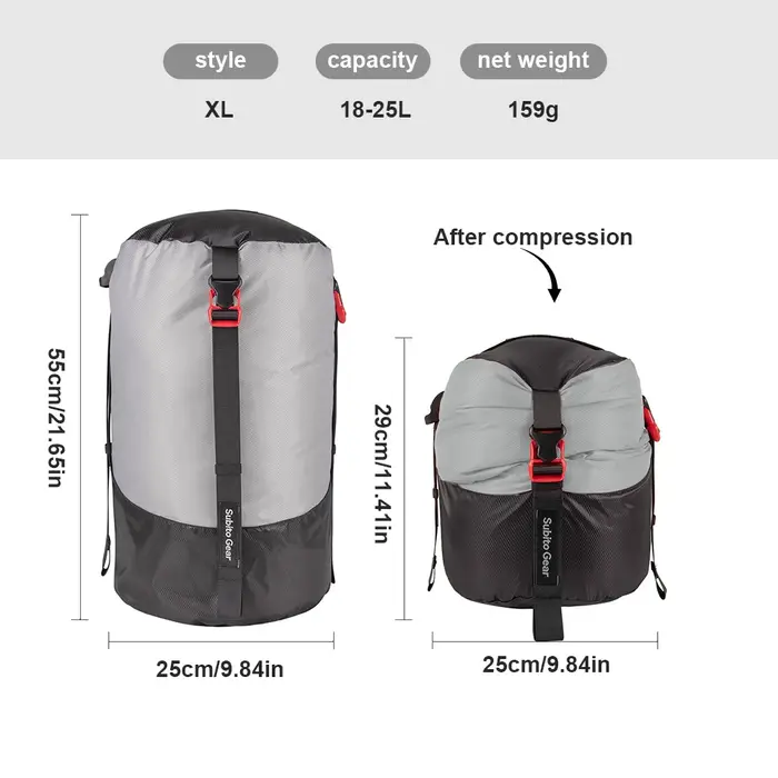 Sac de compression pour sac de couchage de camping 1-25L
