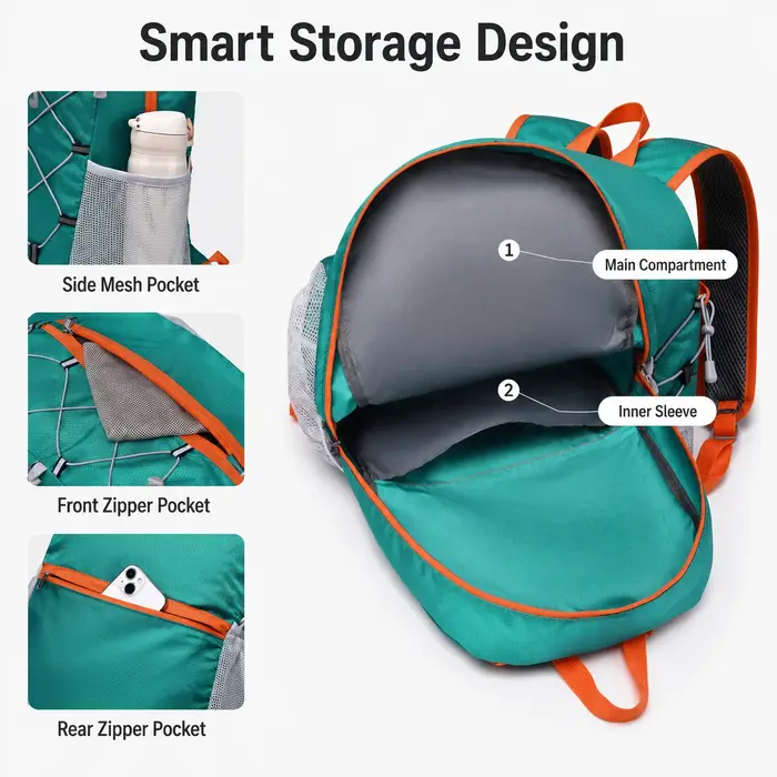 Sac à dos d'extérieur en tissu Oxford, ultraléger, multifonctionnel, décontracté, pliable, grande capacité 30L, pour hommes et femmes