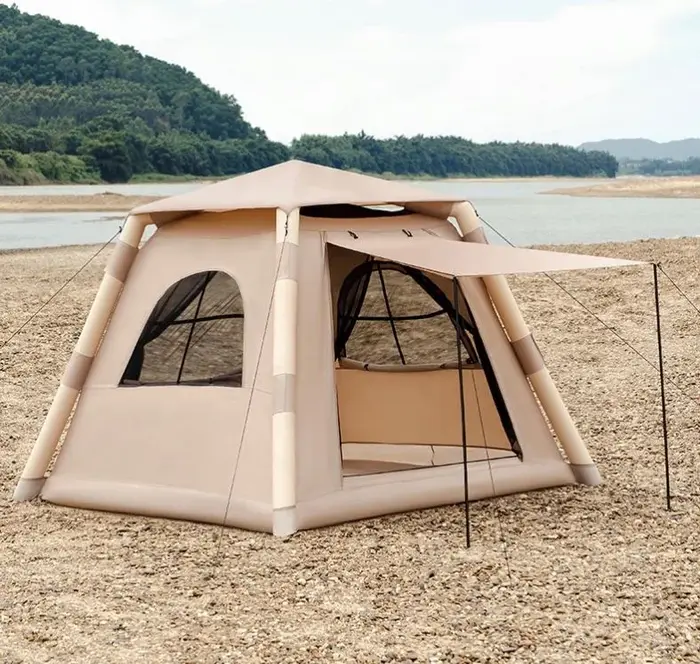 Tente dôme gonflable instantanée pour 4-5 personnes, ensemble complet avec pompe manuelle, installat