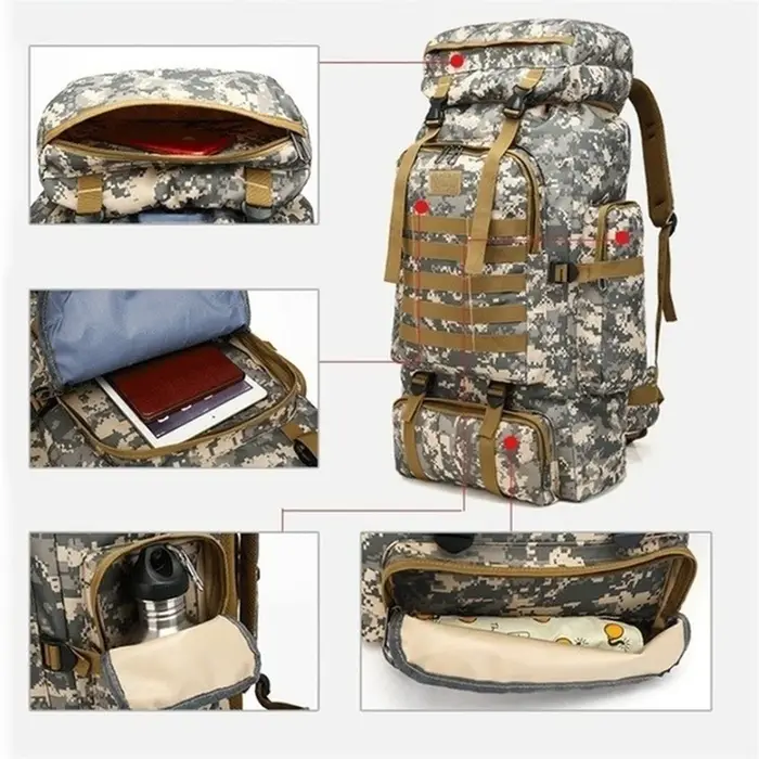 80L/100L sac d'escalade grand sac à dos en plein air randonnée Camping sacs de voyage