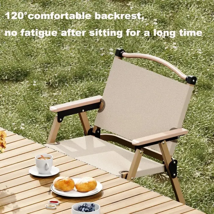 Chaise pliante portable en alliage d'aluminium et bois Mars, équipement de camping en plein air, 2 p